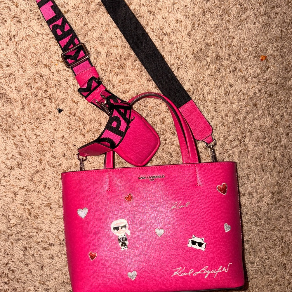 Karl Lagerfeld Hot Pink Handbag - Picture 2 of 7
